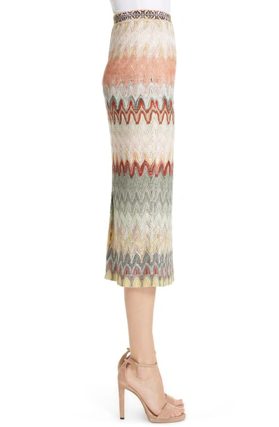 Shop Missoni Zigzag Pointelle Pencil Skirt In Cream