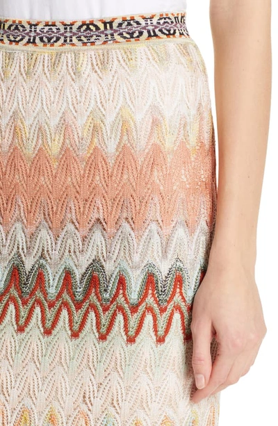 Shop Missoni Zigzag Pointelle Pencil Skirt In Cream