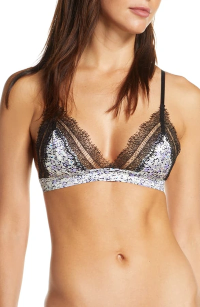 Shop Jason Wu Collection Jason Wu Satin Triangle Bralette In Shadow Floral Lavender