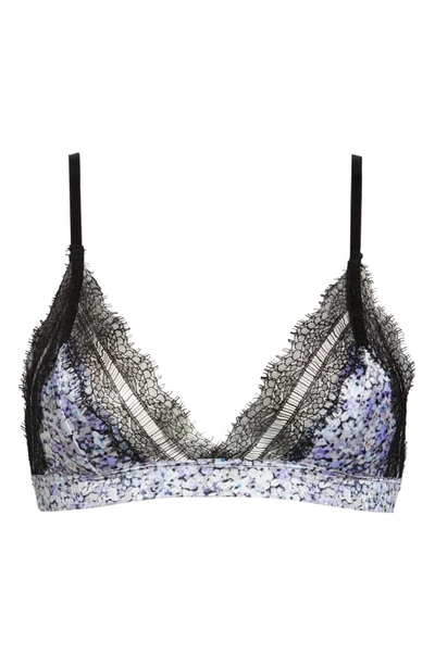 Shop Jason Wu Collection Jason Wu Satin Triangle Bralette In Shadow Floral Lavender