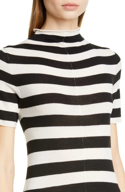 Shop Khaite Nidia Stripe Wool Sweater In Black/ Cream Stripe