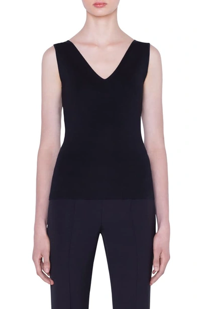 Shop Akris Double V-neck Stretch Silk Tank In Black