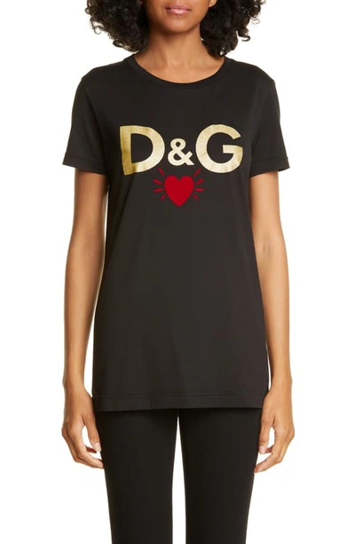 Shop Dolce & Gabbana D & G Heart Graphic Tee In Black