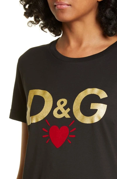 Shop Dolce & Gabbana D & G Heart Graphic Tee In Black