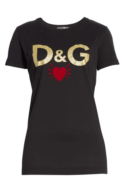 Shop Dolce & Gabbana D & G Heart Graphic Tee In Black