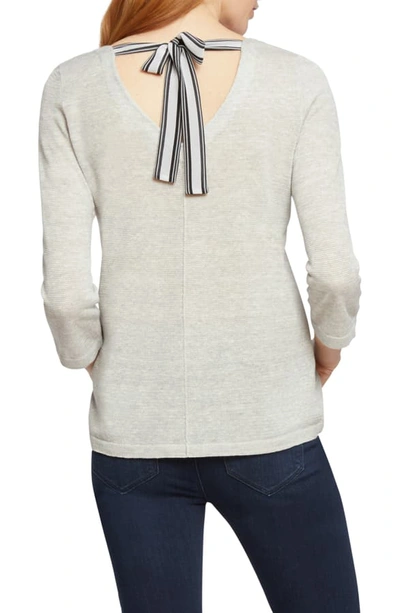 Shop Nic + Zoe Tie Back Linen Blend Knit Top In Silver Mix