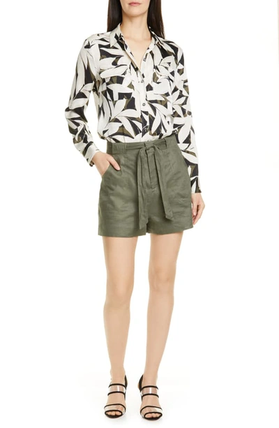 Shop Equipment Taimee Linen Shorts In Grape Leaf