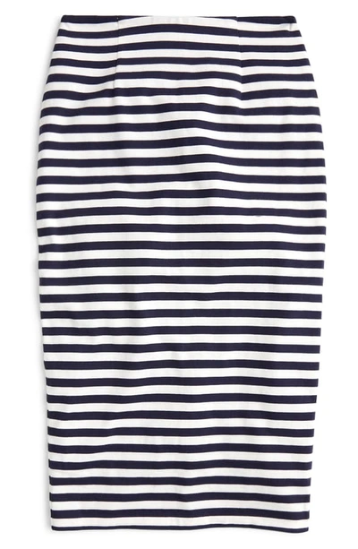 Shop Jcrew Stripe Knit Pencil Skirt In Cabo Stripe Navy