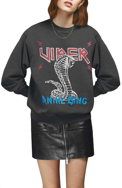 Shop Anine Bing Serpent Sweatshirt In Charcoal