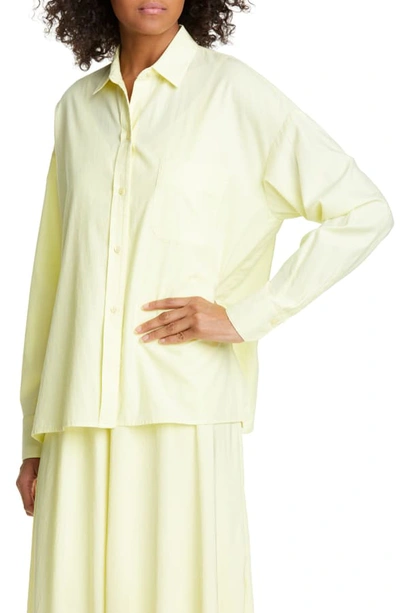 Shop Vince Cotton & Silk Boxy Shirt In Lemon Glow