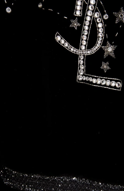 Shop Saint Laurent Teddy Embellished Velvet Bomber Jacket In Noir