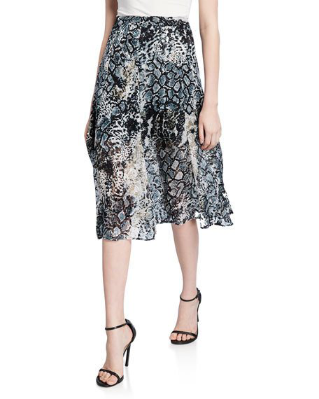 Athena Midi Skirt With Slits in Python Athena Midi Skirt With Slits in Python