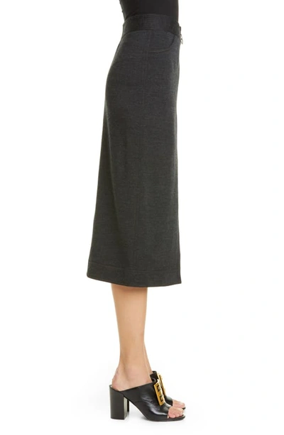 Shop Givenchy Zip Front Melange Wool Jersey Skirt In Dark Gray
