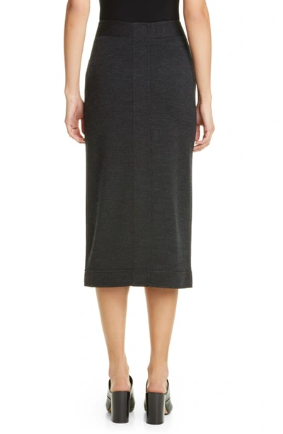 Shop Givenchy Zip Front Melange Wool Jersey Skirt In Dark Gray