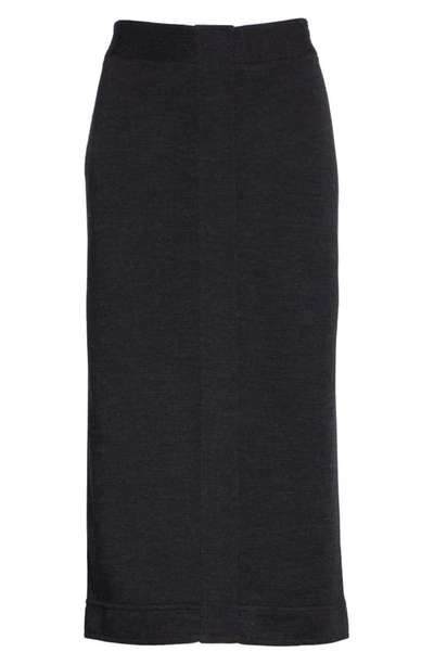 Shop Givenchy Zip Front Melange Wool Jersey Skirt In Dark Gray