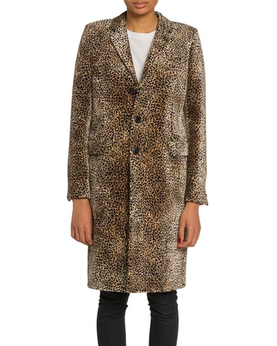 Shop Saint Laurent Mini Leopard Print Velvet Coat