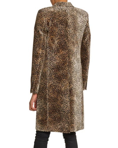 Shop Saint Laurent Mini Leopard Print Velvet Coat