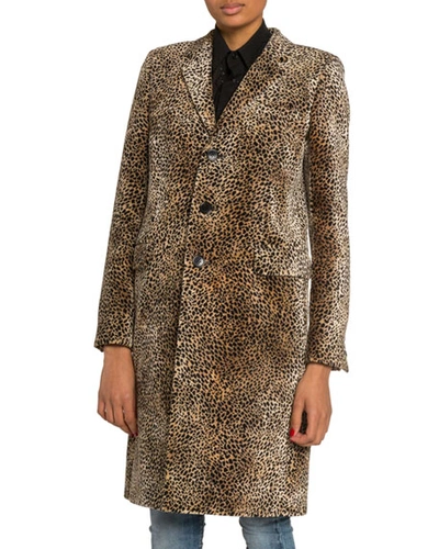 Shop Saint Laurent Mini Leopard Print Velvet Coat