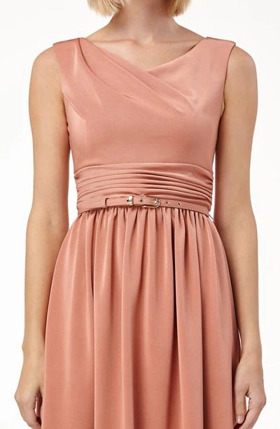 Shop Kay Unger Sleeveless Draped Neckline Gown In Deep Rose