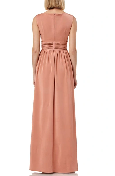 Shop Kay Unger Sleeveless Draped Neckline Gown In Deep Rose
