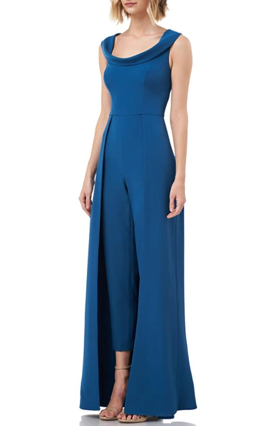 Shop Kay Unger Jumpsuit Gown In Peacock