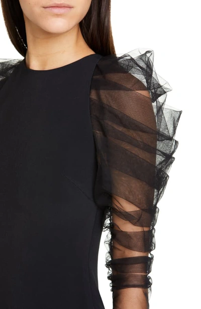 Shop Cushnie Tulle Long Sleeve Minidress In Black