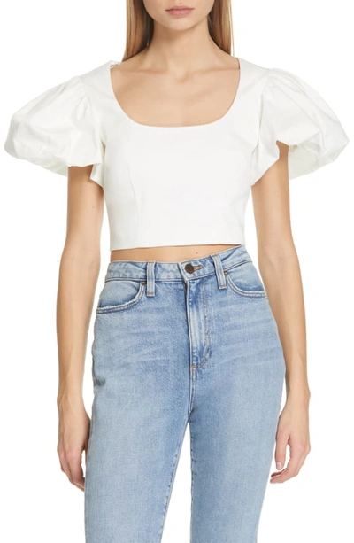 Shop Amur Jacey Stretch Organic Cotton Crop Top In White