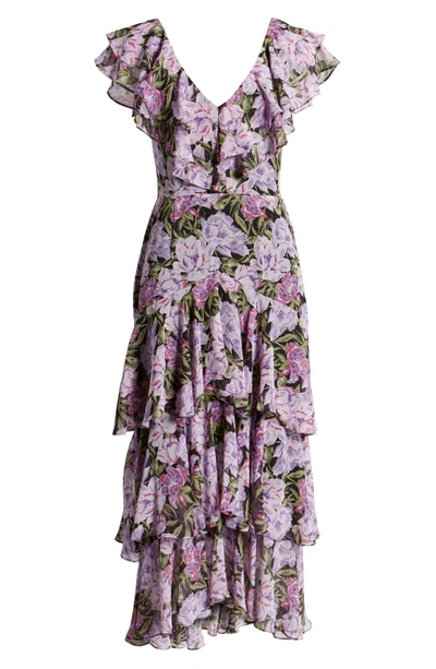 Shop Wayf Chelsea Tiered Ruffle Maxi Dress In Lilac Blossom Floral