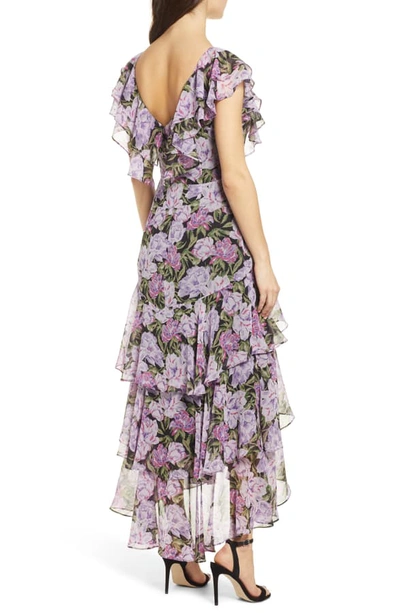 Shop Wayf Chelsea Tiered Ruffle Maxi Dress In Lilac Blossom Floral