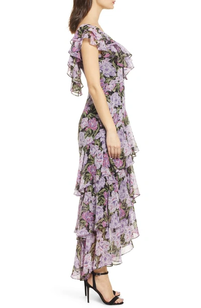 Shop Wayf Chelsea Tiered Ruffle Maxi Dress In Lilac Blossom Floral