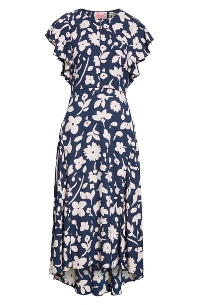 Shop Kate Spade Splash Midi Dress In Parisian Navy