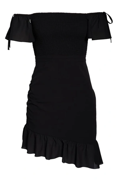 Shop Ali & Jay Hot Tamale Off The Shoulder Georgette Minidress In Black