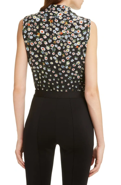 Shop Givenchy Tie Neck Degrade Daisy Print Blouse In Black/ White