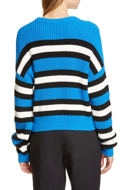 Shop A.l.c Matthews Stripe Sweater In Azure/ White/ Black