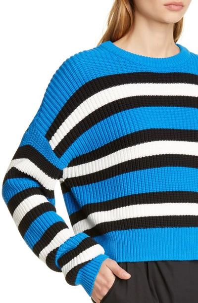 Shop A.l.c Matthews Stripe Sweater In Azure/ White/ Black