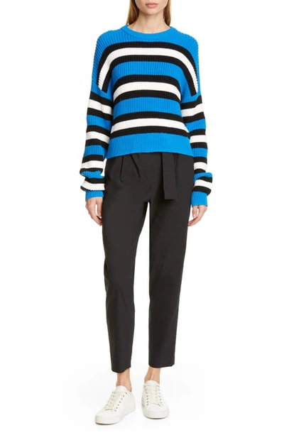 Shop A.l.c Matthews Stripe Sweater In Azure/ White/ Black