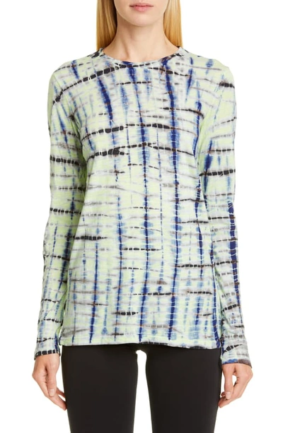 Shop Proenza Schouler Tie Dye Tissue Jersey Tee In Lime/ Cobalt