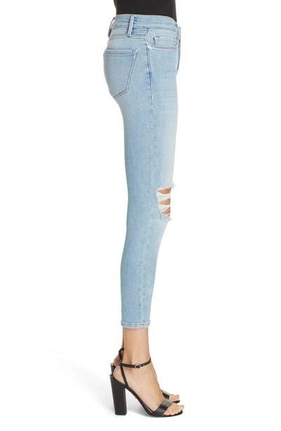 Shop Frame Le Skinny Ripped Ankle Jeans In Dove Park