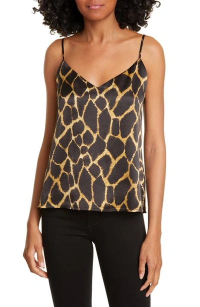 Shop L Agence Jane Giraffe Print Silk Camisole In Sienna Safari