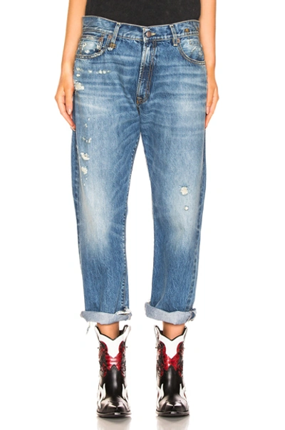 R13 Blue Distressed Boyfriend Jeans In Bain