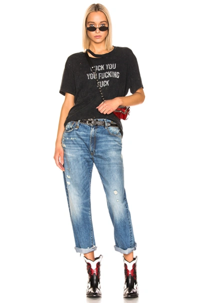 R13 Blue Distressed Boyfriend Jeans In Bain