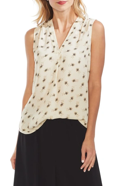 Shop Vince Camuto Floral Getaway Top In Natural Sand