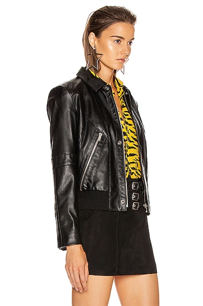 Shop Saint Laurent Leather Jacket In Black