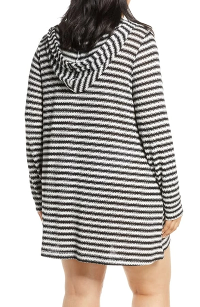 Shop La Blanca Slouchy Hooded Sweater Cover-up Tunic In Black White