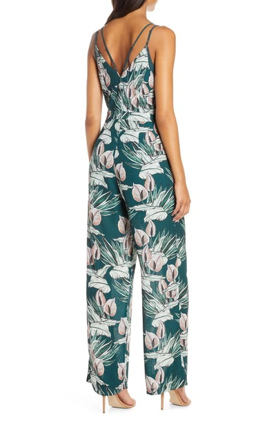 Shop Adelyn Rae Nissa Floral Jumpsuit In Deep Teal Multi