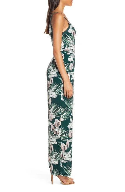 Shop Adelyn Rae Nissa Floral Jumpsuit In Deep Teal Multi