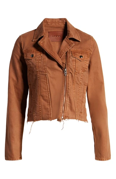 Shop Blanknyc Rust Denim Moto Jacket In Amber