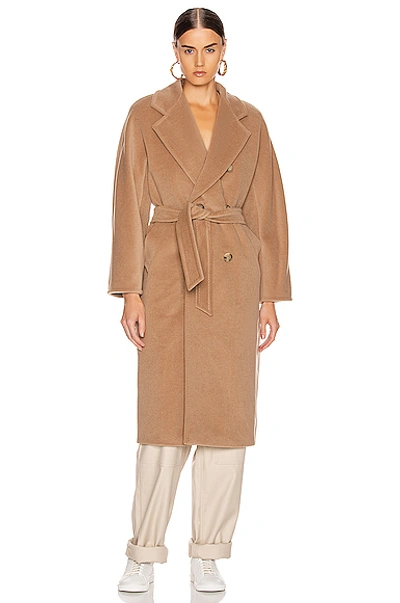 Max Mara Madame Wool And Cashmere Long Belted Coat In Camel