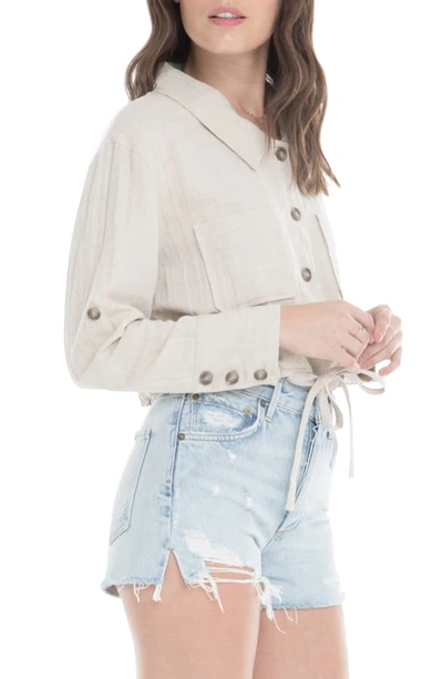 Shop Astr Bardot Drawstring Hem Jacket In Natural