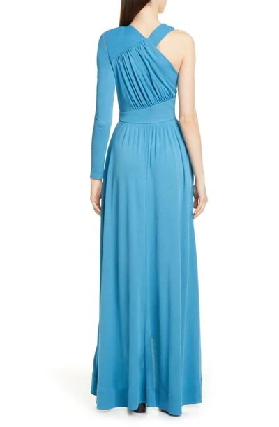 Shop Givenchy Draped One-shoulder Crepe Jersey Gown In 457-blue